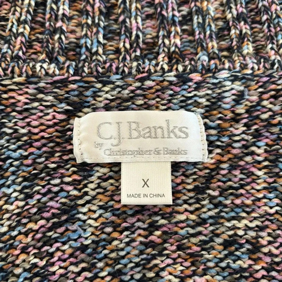 C.J. Banks One Button Open Cardigan Sweater. Size X. Pink, blue black and white - Picture 6 of 6